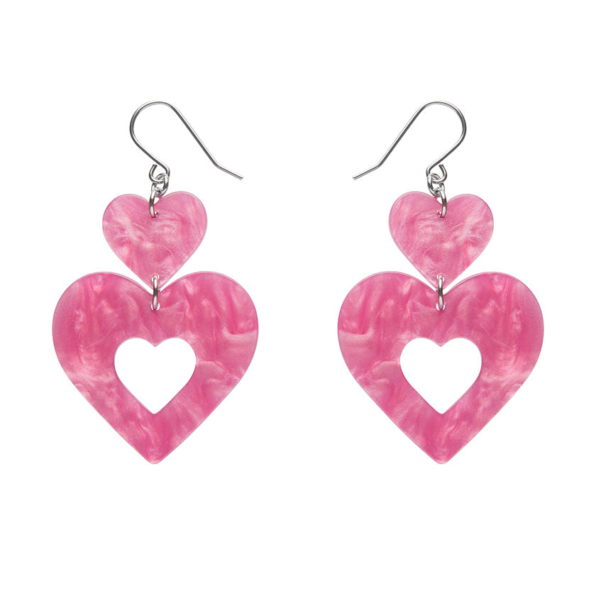 Erstwilder Essentials Double Heart Ripple Drop Earrings (3 Colorways)