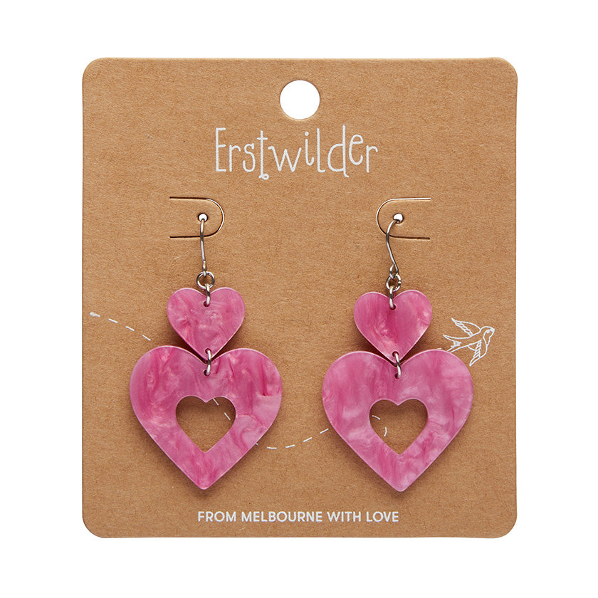 Erstwilder Essentials Double Heart Ripple Drop Earrings (3 Colorways)