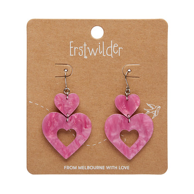 Erstwilder Essentials Double Heart Ripple Drop Earrings (3 Colorways)