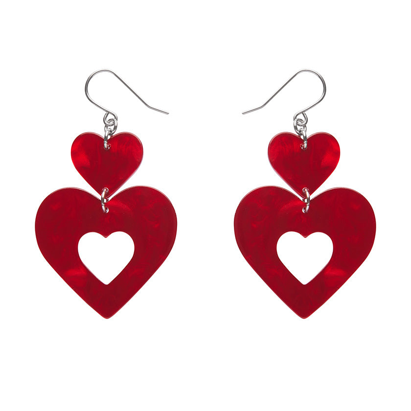 Erstwilder Essentials Double Heart Ripple Drop Earrings (3 Colorways)