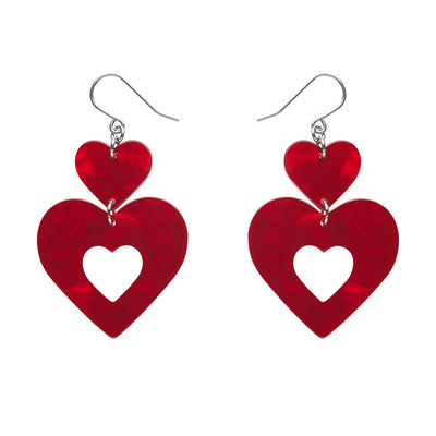 Erstwilder Essentials Double Heart Ripple Drop Earrings (3 Colorways)