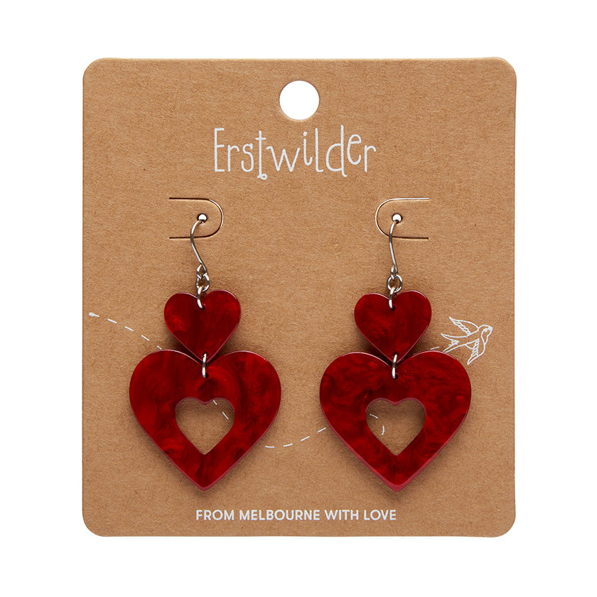 Erstwilder Essentials Double Heart Ripple Drop Earrings (3 Colorways)