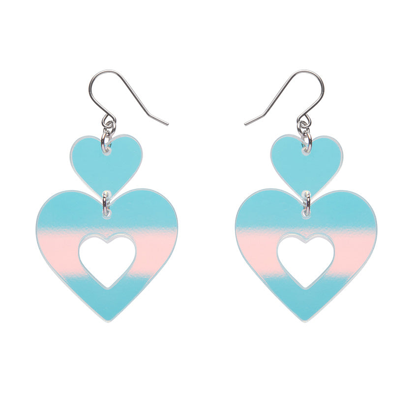 Erstwilder Essentials Double Heart Ripple Drop Earrings (3 Colorways)