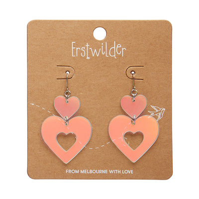 Erstwilder Essentials Double Heart Ripple Drop Earrings (3 Colorways)