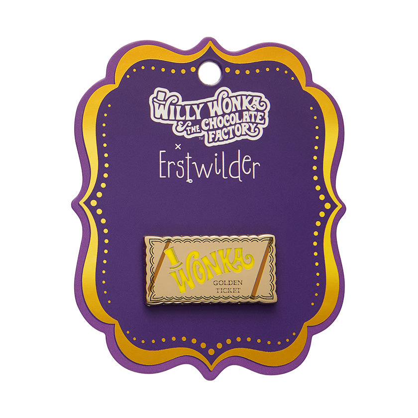 Erstwilder X Willy Wonka Golden Ticket Enamel Pin