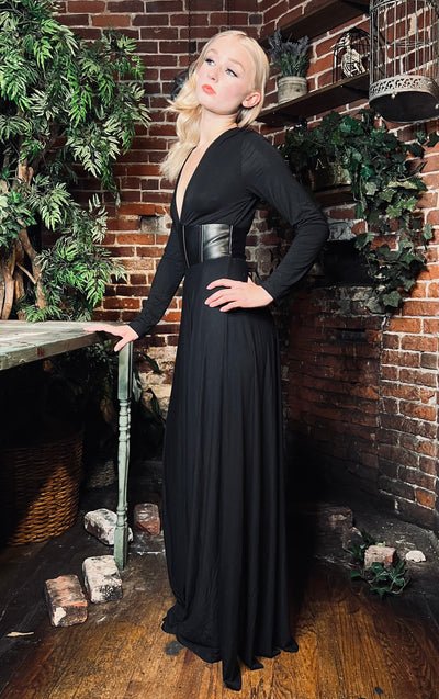 Blair Jersey Maxi Dress with Vegan Leather Corset Waist PREORDER