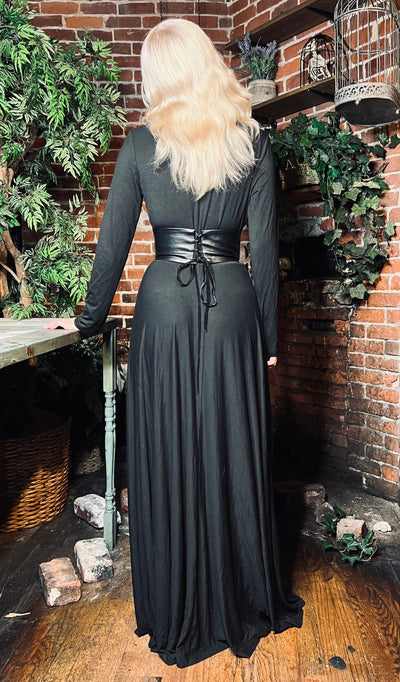 Blair Jersey Maxi Dress with Vegan Leather Corset Waist PREORDER