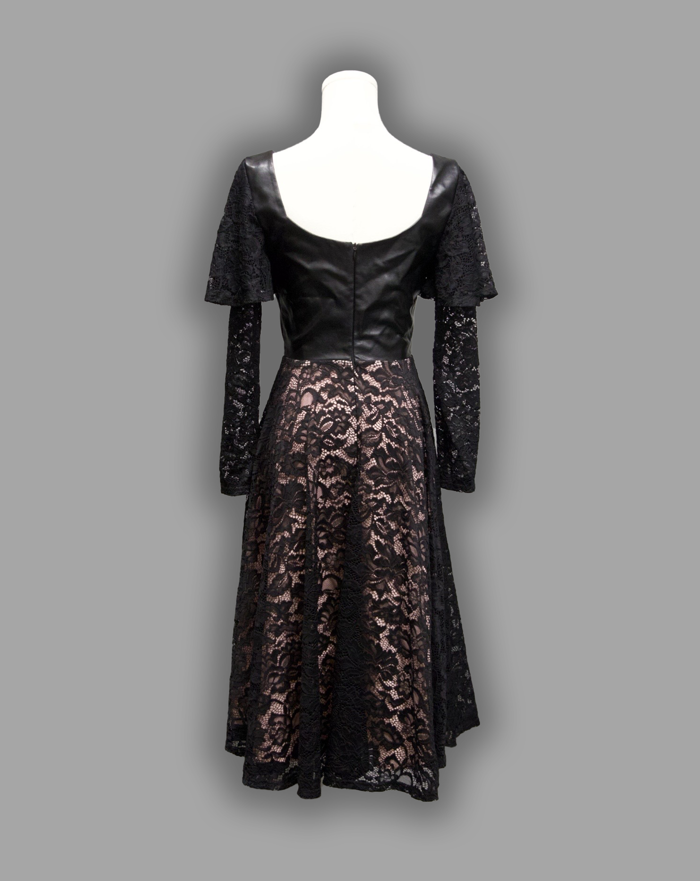 Tempest - Illusion Lace Dress with Vegan Leather Faux Corset