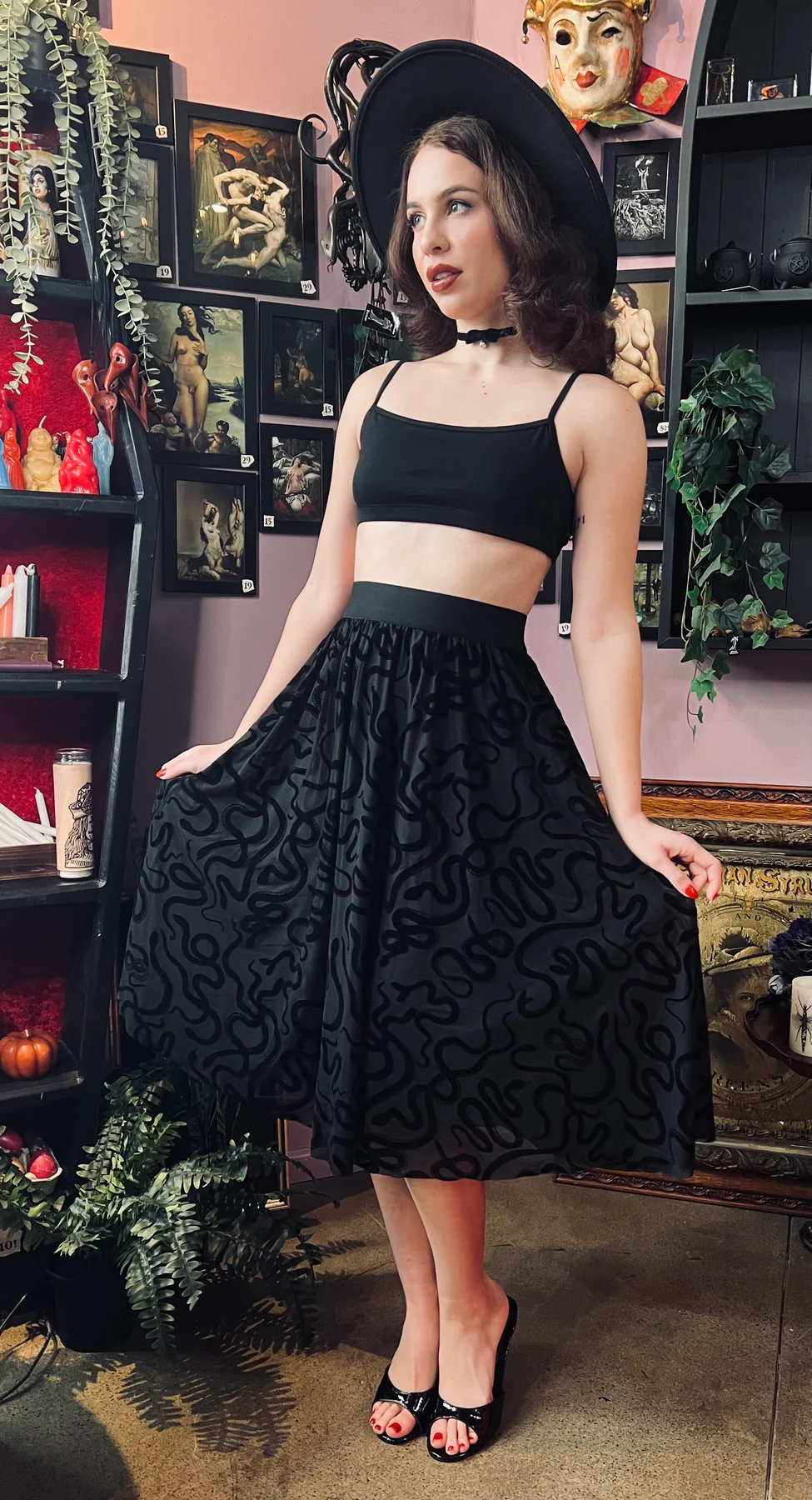 The Serpentine Velvet Snake Flocked Full Skirt PREORDER