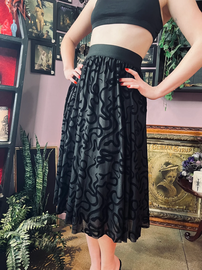 The Serpentine Velvet Snake Flocked Full Skirt PREORDER