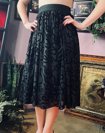 The Serpentine Velvet Snake Flocked Full Skirt PREORDER